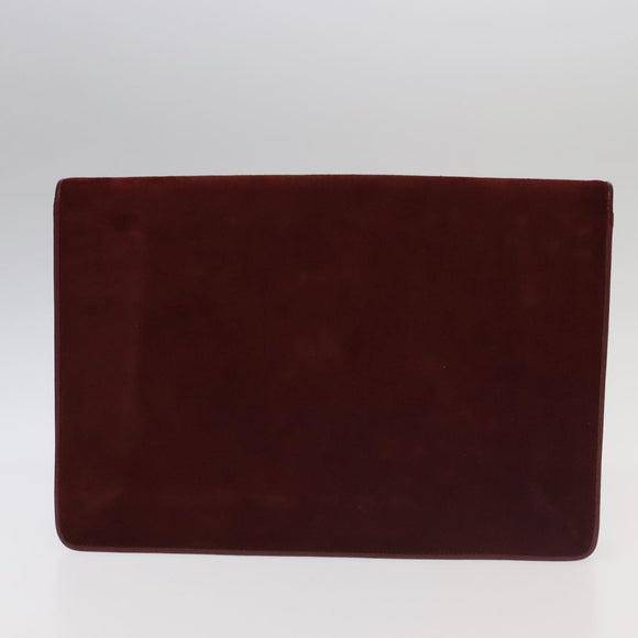 CARTIER Clutch Bag Leather Suede 2Set Bordeaux Auth mr782