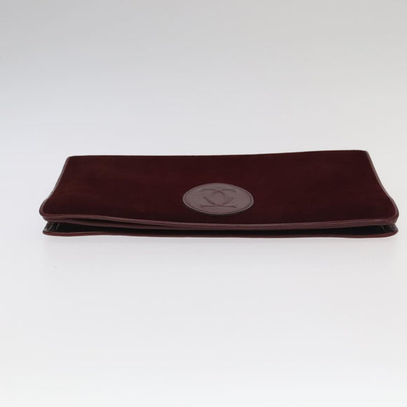 CARTIER Clutch Bag Leather Suede 2Set Bordeaux Auth mr782