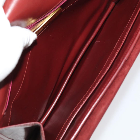CARTIER Clutch Bag Leather Suede 2Set Bordeaux Auth mr782