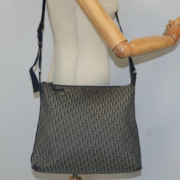Christian Dior Trotter Canvas Shoulder Bag Navy Auth mr790