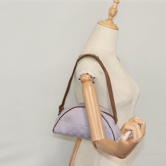 GUCCI GG Canvas Shoulder Bag Purple Gold Auth mr791