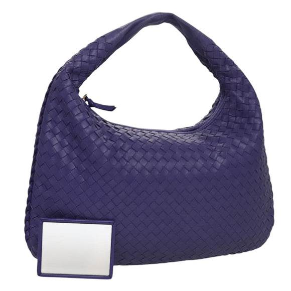 BOTTEGA VENETA Hobo Shoulder Bag Leather Purple Auth mr793M