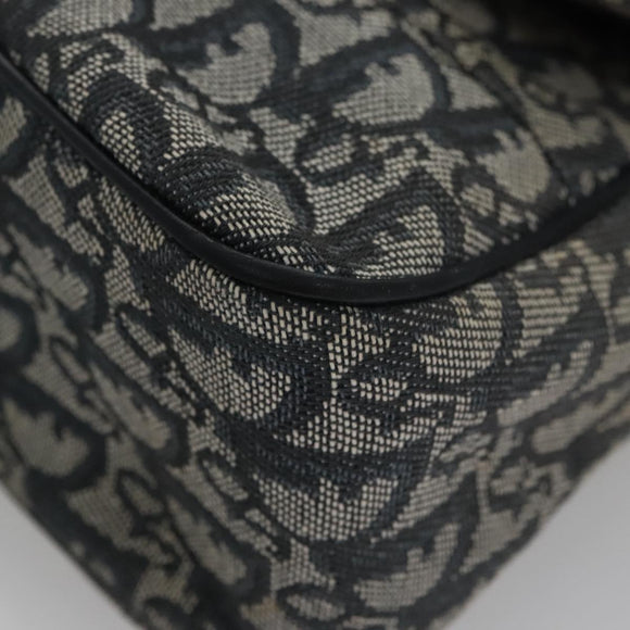 Christian Dior Trotter Canvas Saddle Shoulder Bag Navy Silver Auth mr803