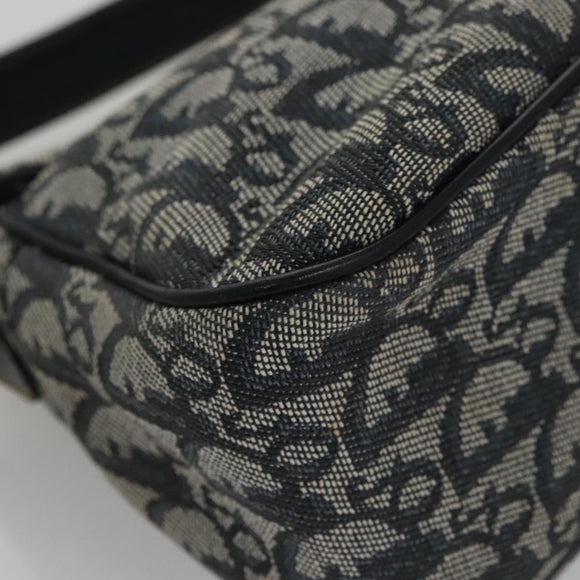 Christian Dior Trotter Canvas Saddle Shoulder Bag Navy Silver Auth mr803