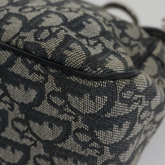 Christian Dior Trotter Canvas Saddle Shoulder Bag Navy Silver Auth mr803