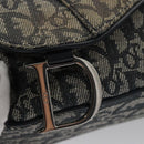 Christian Dior Trotter Canvas Saddle Shoulder Bag Navy Silver Auth mr803-18