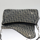 Christian Dior Trotter Canvas Saddle Shoulder Bag Navy Silver Auth mr803-19
