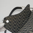 Christian Dior Trotter Canvas Saddle Shoulder Bag Navy Silver Auth mr803-20