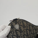 Christian Dior Trotter Canvas Saddle Shoulder Bag Navy Silver Auth mr803-10