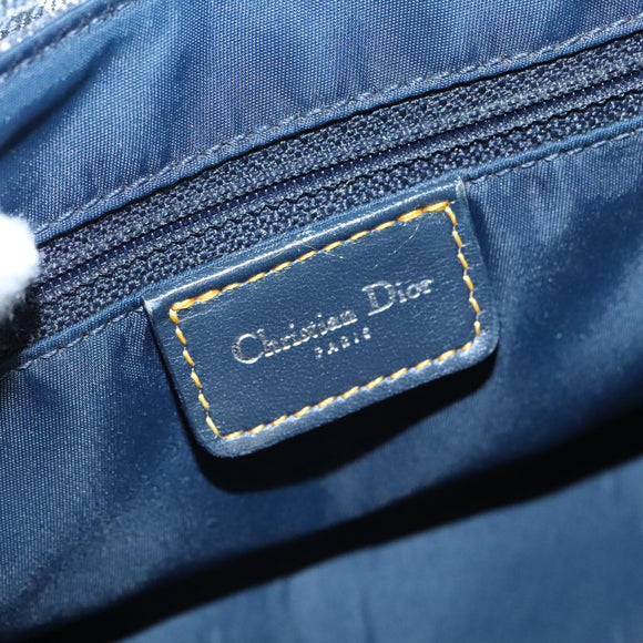Christian Dior Trotter Canvas Saddle Shoulder Bag Navy Silver Auth mr803