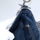 Christian Dior Trotter Canvas Saddle Shoulder Bag Navy Silver Auth mr803-23
