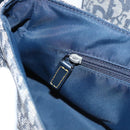 Christian Dior Trotter Canvas Saddle Shoulder Bag Navy Silver Auth mr803-24