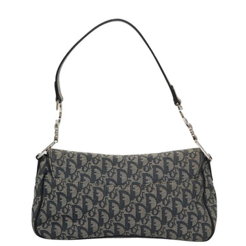 Christian Dior Trotter Canvas Saddle Shoulder Bag Navy Silver Auth mr803 - 0