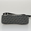 Christian Dior Trotter Canvas Saddle Shoulder Bag Navy Silver Auth mr803-5