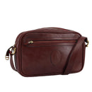 CARTIER Must Line Shoulder Bag Leather Bordeaux Gold Auth mr807-1