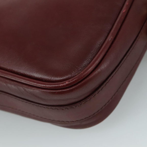 CARTIER Must Line Shoulder Bag Leather Bordeaux Gold Auth mr807