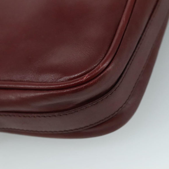 CARTIER Must Line Shoulder Bag Leather Bordeaux Gold Auth mr807