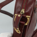 CARTIER Must Line Shoulder Bag Leather Bordeaux Gold Auth mr807-16