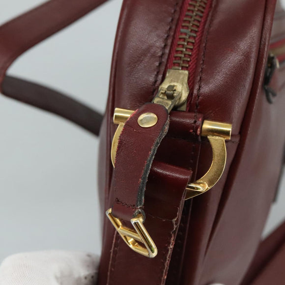 CARTIER Must Line Shoulder Bag Leather Bordeaux Gold Auth mr807