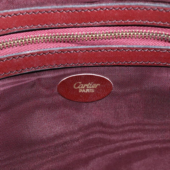 CARTIER Must Line Shoulder Bag Leather Bordeaux Gold Auth mr807