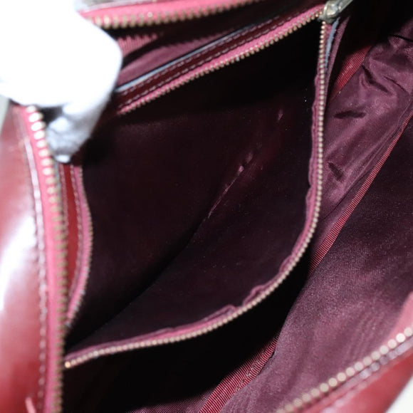 CARTIER Must Line Shoulder Bag Leather Bordeaux Gold Auth mr807
