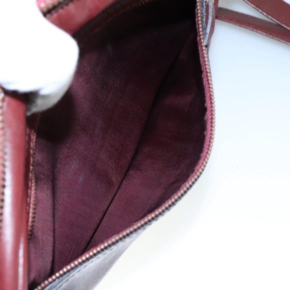 CARTIER Must Line Shoulder Bag Leather Bordeaux Gold Auth mr807