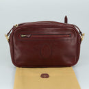 CARTIER Must Line Shoulder Bag Leather Bordeaux Gold Auth mr807-12