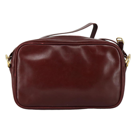 CARTIER Must Line Shoulder Bag Leather Bordeaux Gold Auth mr807