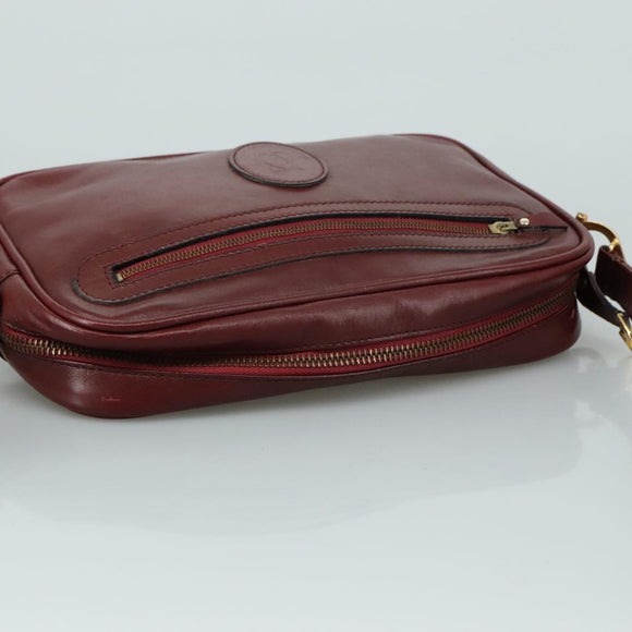 CARTIER Must Line Shoulder Bag Leather Bordeaux Gold Auth mr807