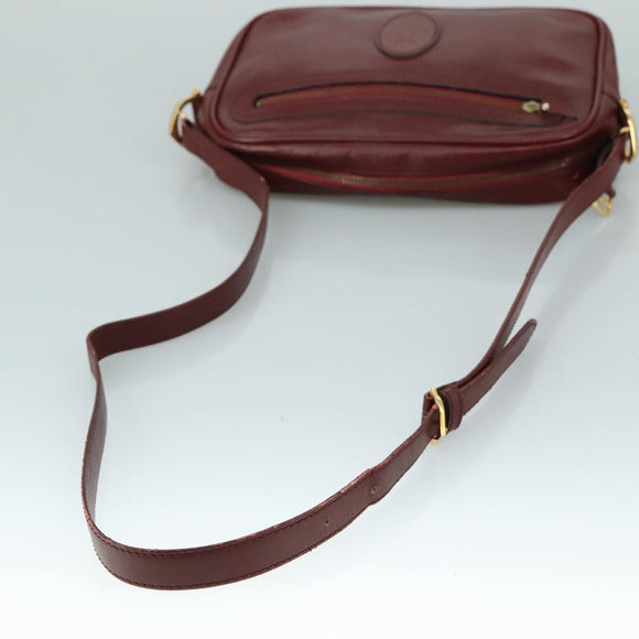 CARTIER Must Line Shoulder Bag Leather Bordeaux Gold Auth mr807