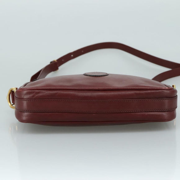 CARTIER Must Line Shoulder Bag Leather Bordeaux Gold Auth mr807