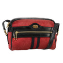 GUCCI Sherry Line Shoulder Bag Suede Red Navy Auth mr825-1