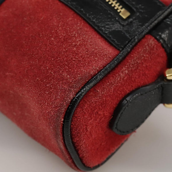 GUCCI Sherry Line Shoulder Bag Suede Red Navy Auth mr825