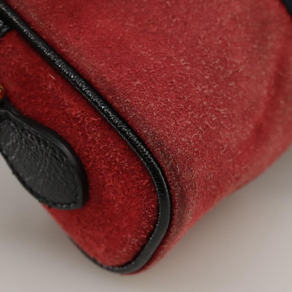 GUCCI Sherry Line Shoulder Bag Suede Red Navy Auth mr825