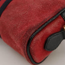 GUCCI Sherry Line Shoulder Bag Suede Red Navy Auth mr825-9