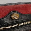 GUCCI Sherry Line Shoulder Bag Suede Red Navy Auth mr825-17