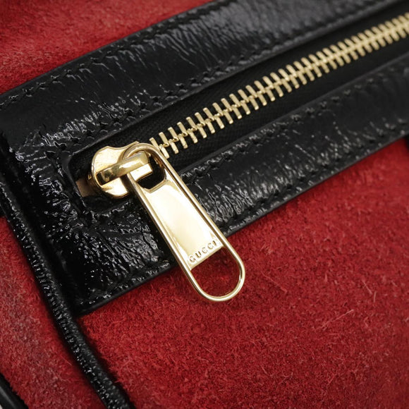 GUCCI Sherry Line Shoulder Bag Suede Red Navy Auth mr825