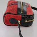 GUCCI Sherry Line Shoulder Bag Suede Red Navy Auth mr825-4