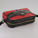 GUCCI Sherry Line Shoulder Bag Suede Red Navy Auth mr825-6