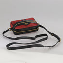 GUCCI Sherry Line Shoulder Bag Suede Red Navy Auth mr825-7