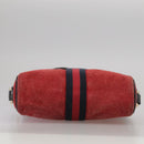 GUCCI Sherry Line Shoulder Bag Suede Red Navy Auth mr825-5