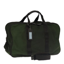 PRADA Boston Bag Nylon 2way Khaki Silver Auth mr830