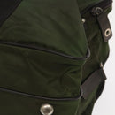 PRADA Boston Bag Nylon 2way Khaki Silver Auth mr830-12