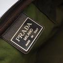 PRADA Boston Bag Nylon 2way Khaki Silver Auth mr830-18