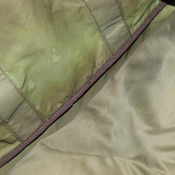 PRADA Boston Bag Nylon 2way Khaki Silver Auth mr830