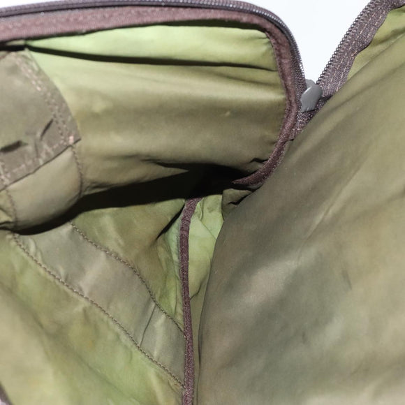 PRADA Boston Bag Nylon 2way Khaki Silver Auth mr830