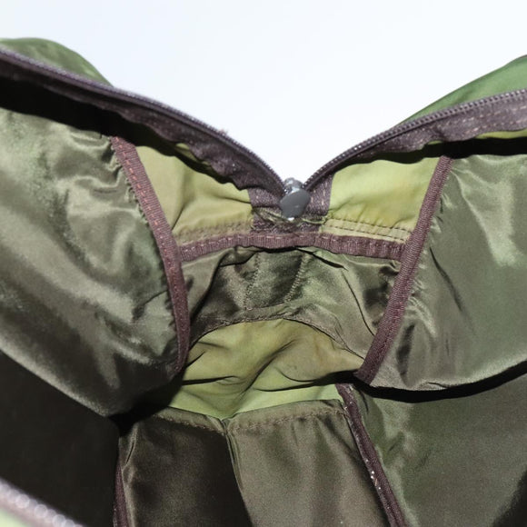 PRADA Boston Bag Nylon 2way Khaki Silver Auth mr830