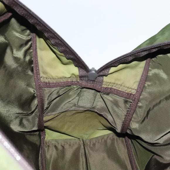 PRADA Boston Bag Nylon 2way Khaki Silver Auth mr830