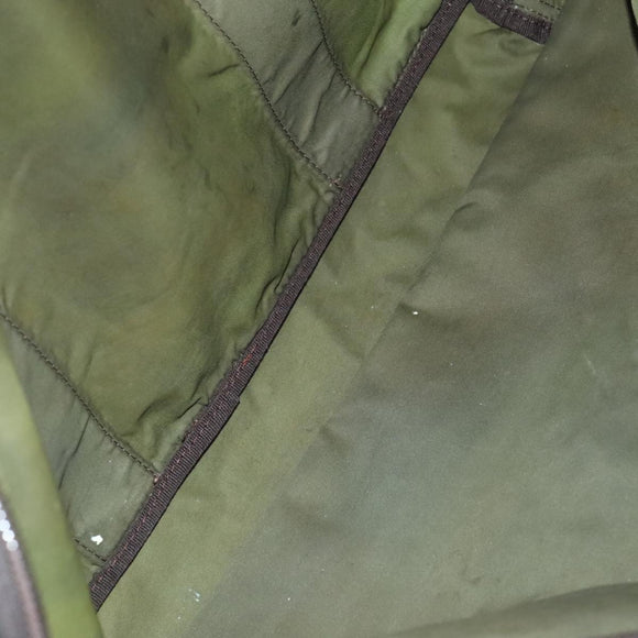 PRADA Boston Bag Nylon 2way Khaki Silver Auth mr830