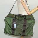 PRADA Boston Bag Nylon 2way Khaki Silver Auth mr830-31